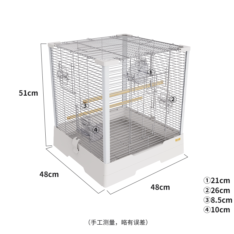 优嗖304不锈钢大号鸟笼虎皮牡丹玄凤鹦鹉全横丝豪华别墅笼子方形