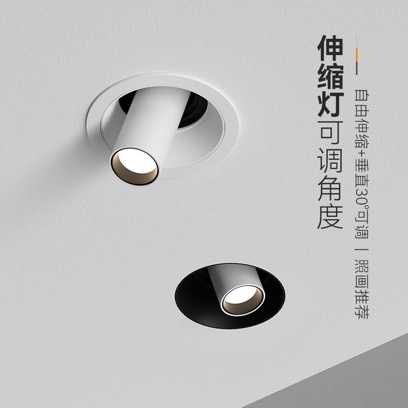 焦距照明拉伸缩射灯旋转内嵌入式家用可调角度照画象鼻防眩玄关灯