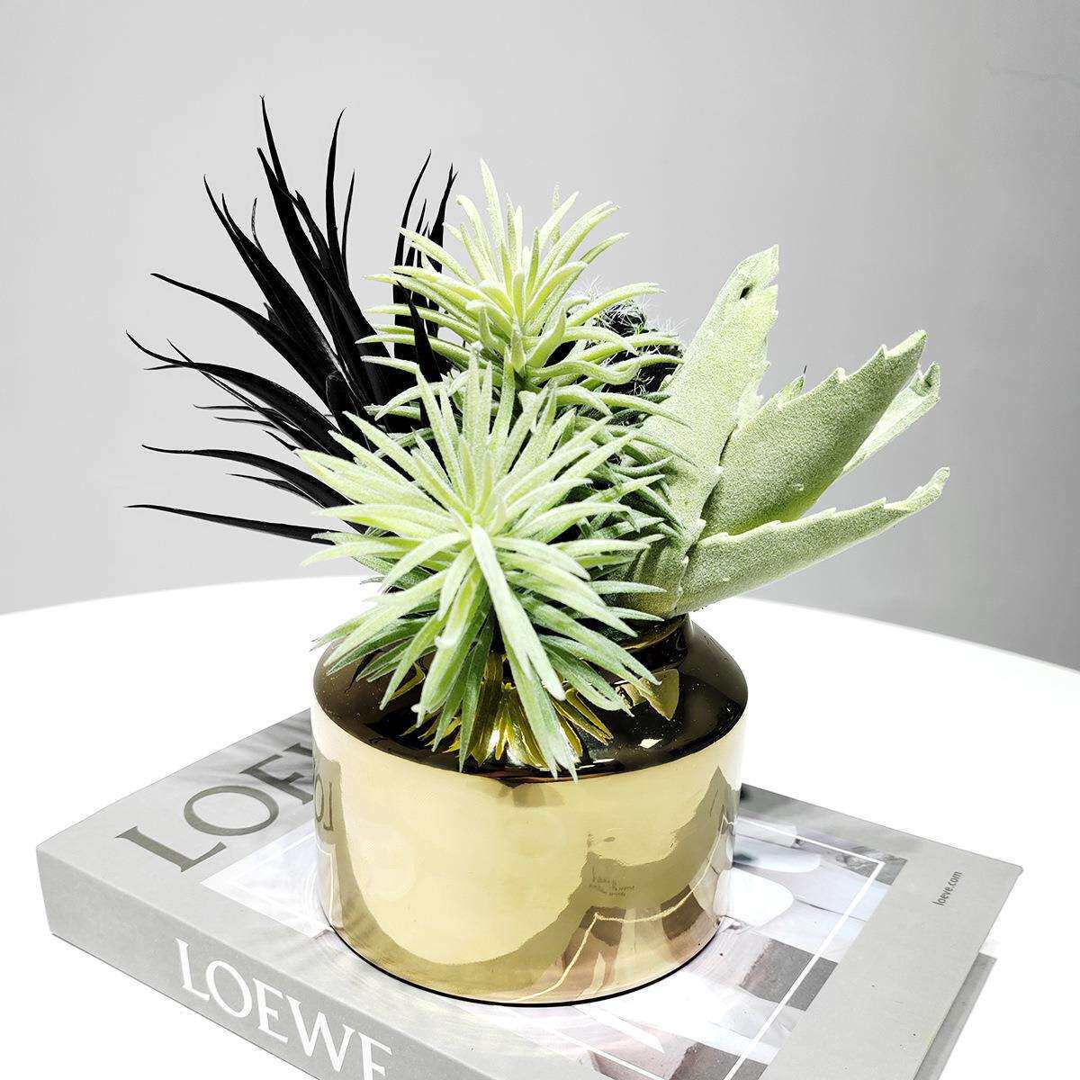 现代轻奢创意陶瓷仿真花艺摆件客厅办公洗手间洽谈桌假花绿植摆设