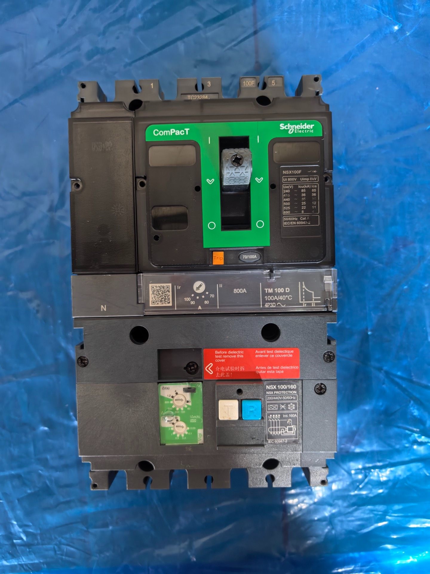 施耐德塑壳漏电断路器 NSX100F 4P 100A
