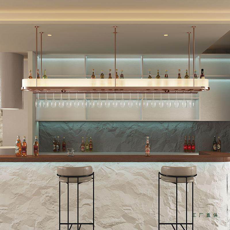 创意发光亚克力酒杯架悬挂吧台高脚杯倒挂酒吧吊柜餐厅装饰展示架