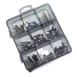 T^胶盒黑色小螺钉零件盒子螺丝工具收纳盒塑料盒分格箱元件样品钉