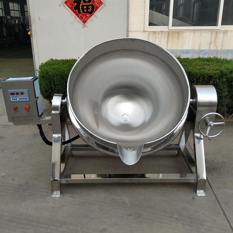300L电加热双层烤鸭煮锅可旋转蒸汽煮肉设备大号半圆形烧鸡煮锅