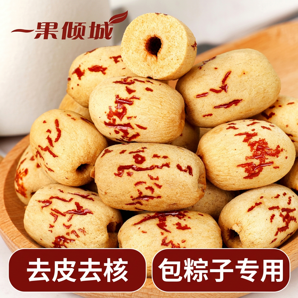 一果倾城去皮无核红枣新疆若羌灰枣蜜枣无核包粽子脱皮枣免洗红枣