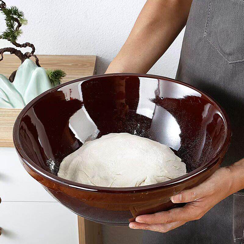 老式陶瓷和面盆大号加厚瓦盆发面盆厨房和面发面陶瓷盆家用面盆包