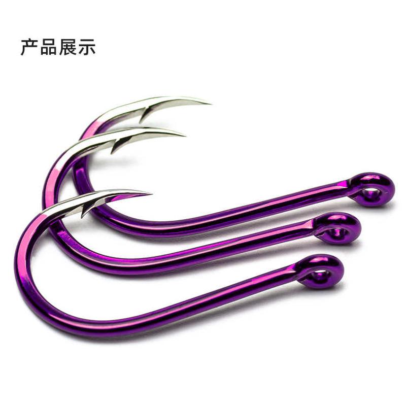 雷格龍鱼钩 紫电 管付千又 渔钩有孔圈环倒刺海钓矶钓海钓深海钩
