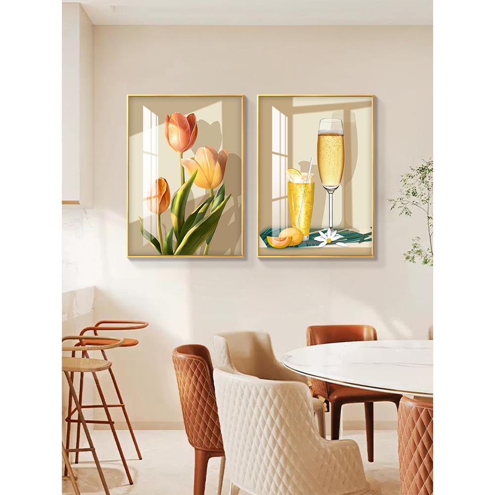 画饭厅墙画面装饰画 画北欧风格ins物花卉客厅背景墙植挂 画饭厅图片