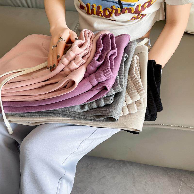 春款高腰阔腿裤女宽松拖地直筒裤垂感长裤空气棉软芙裤定制