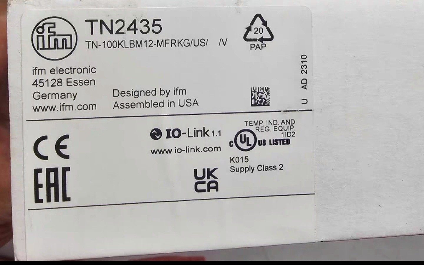 易福门 温度传感器 TN2435