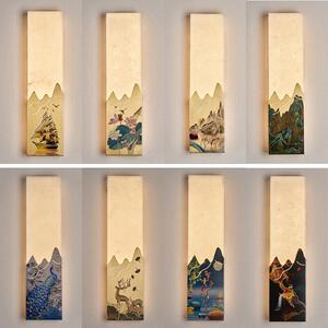 新型中国风全铜壁灯搪瓷彩万历江山客厅壁灯中国风禅宗铜雕大理石