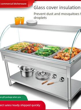 玻璃罩防尘快餐保温表商业电加热学校工地食堂烹饪热菜饭桌保温车