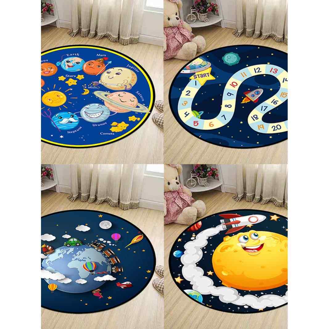 宇宙星球卡通教学儿童房圆地毯卧室书房电脑椅垫帐篷幼儿园地垫