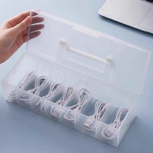 Transparent Covered Data Cable Organizer Box, Charging Cable