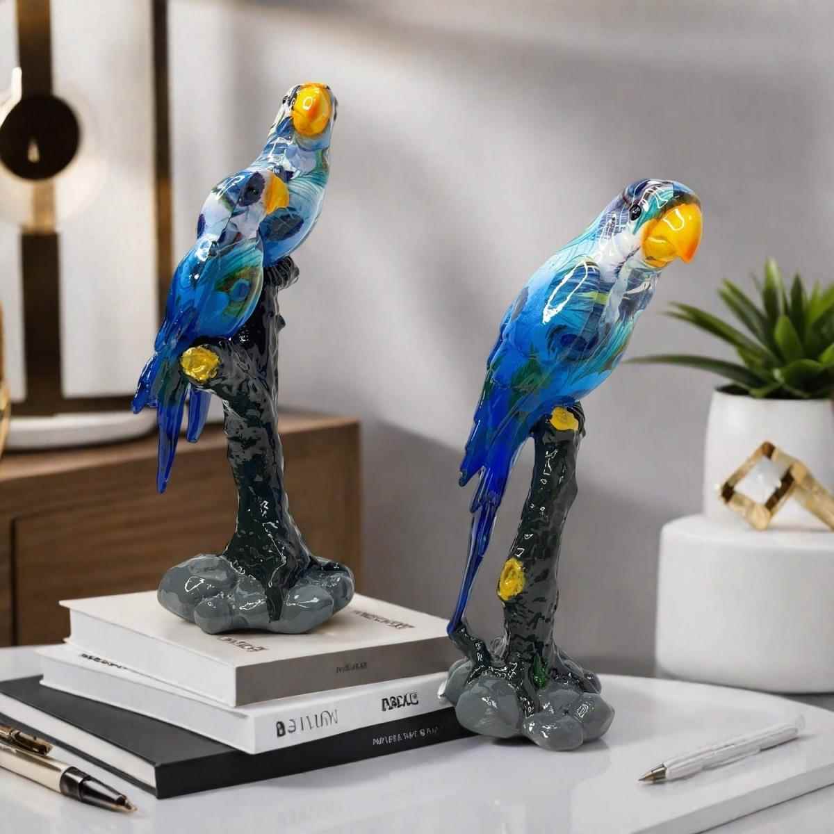 客厅摆件高端大气上档次2025新款鹦鹉雕像客厅电视柜摆件树脂家居