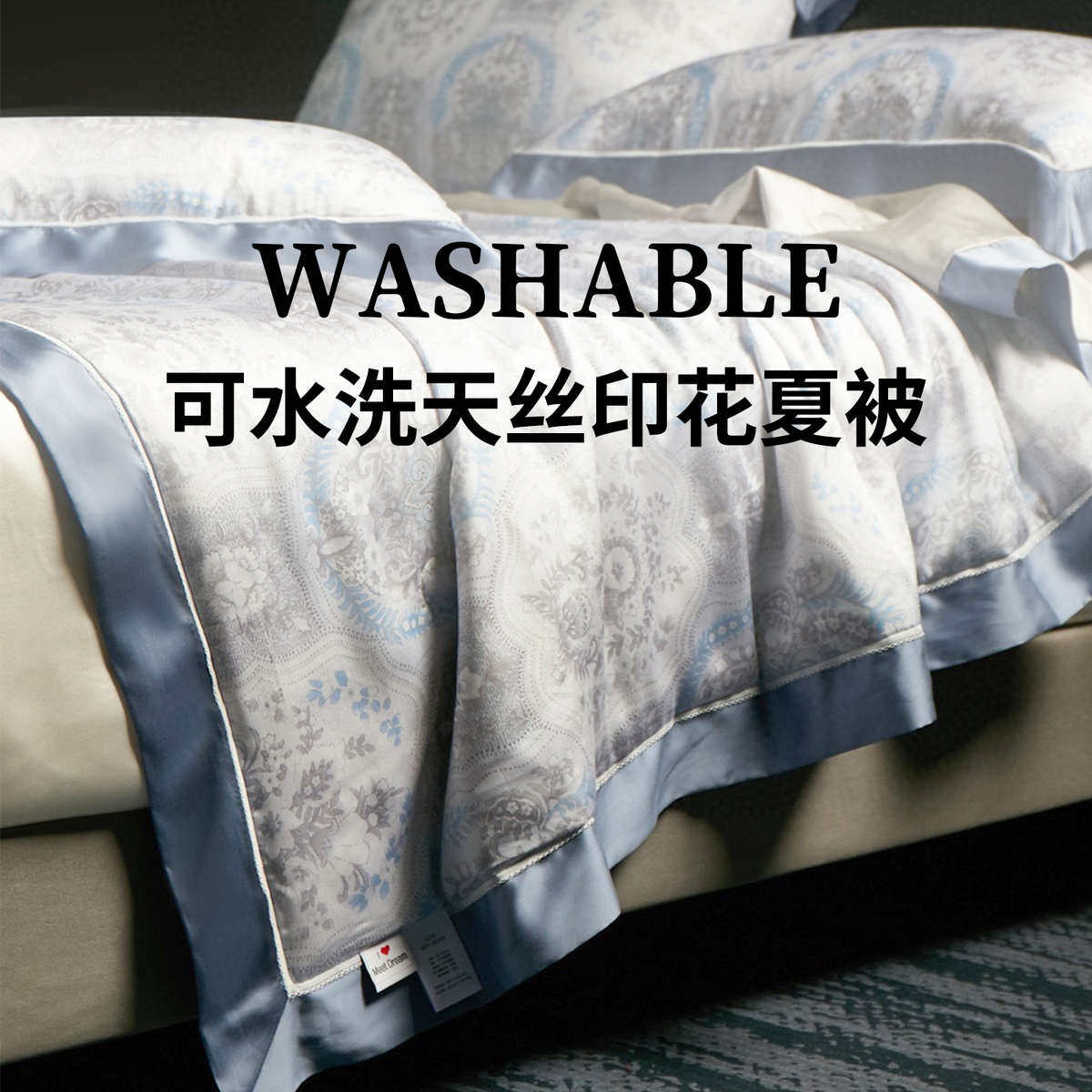 可水洗天丝印花夏凉被芯薄款夏季裸睡可暴晒桑蚕丝四件套空调被子