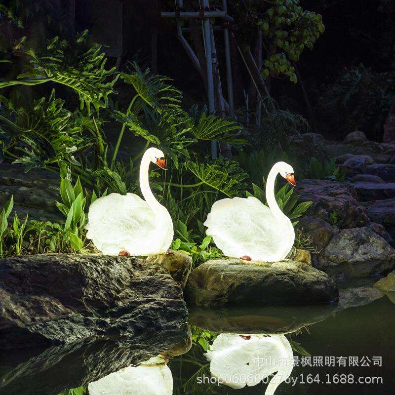 发光天鹅灯园林别墅庭院灯公园广场太阳能防水动物灯太阳能景观灯