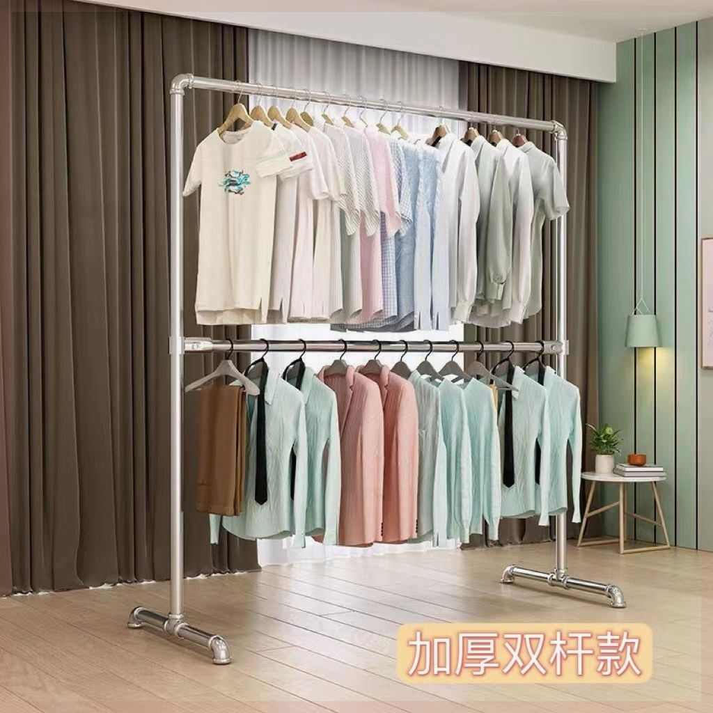 简易被晒钢管架晾衣架凉镀锌挂家用晾衣杆不锈钢卧室阳台落地挂衣