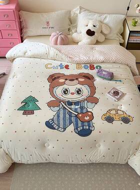A类针织被棉豆豆绒子卡通豆童加厚被芯保暖冬被NSH大纤维被儿春秋
