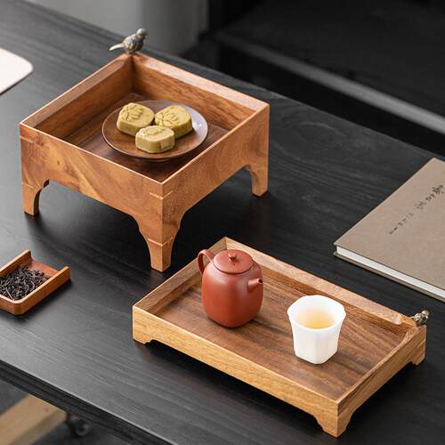 喜枝茶托盘复古实木干泡盘简约茶盘轻奢小型中式长方形收纳盘果盘