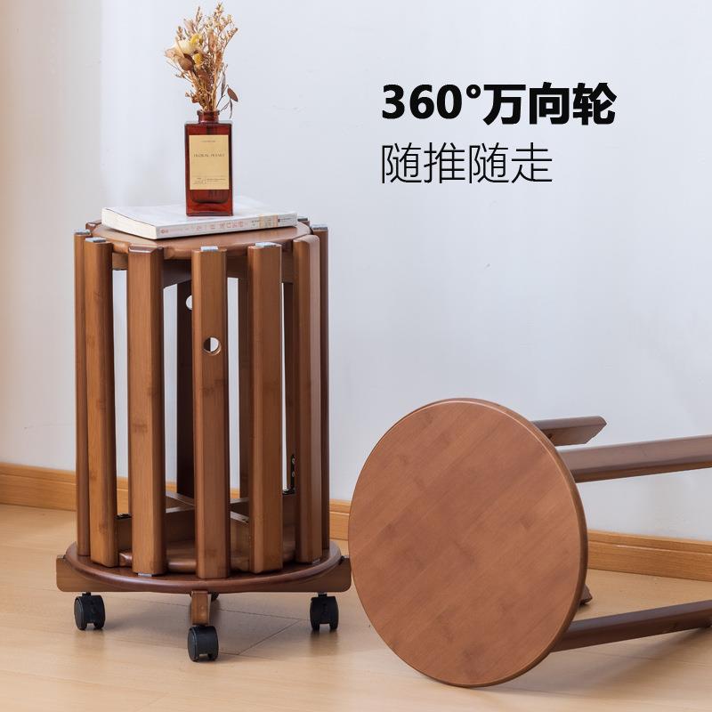 楠竹凳子家用可叠放组合圆凳客厅餐桌备用凳子收纳叠叠乐板凳木凳