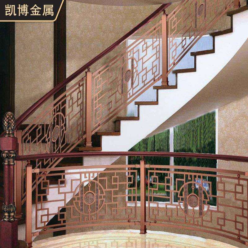 铝雕花楼梯扶手花板 别墅酒店家用楼梯护栏 复式轻奢铝铜护栏栏杆