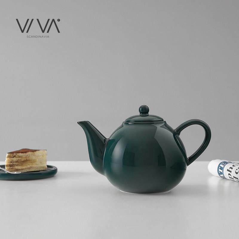 丹麦VIVA 经典系列纯手工陶瓷茶壶北欧风带不锈钢滤网茶壶泡茶壶