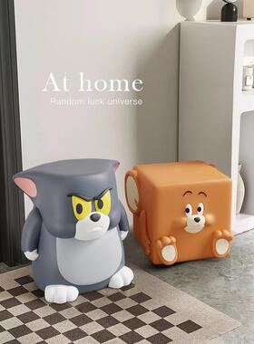 创意入户换鞋凳门口家用小矮凳可爱入户穿鞋板凳汤姆猫奶油风凳子