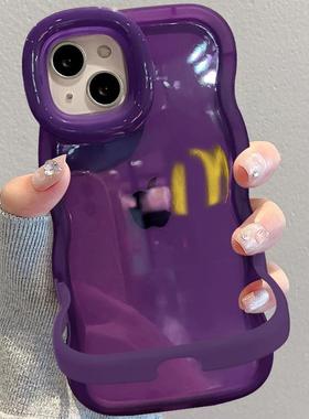 适用苹果15手机壳iPhone1pm简约纯壳14波浪边隐形双支架16/17软新款适用于苹果17promax手机壳iphone16巨好看