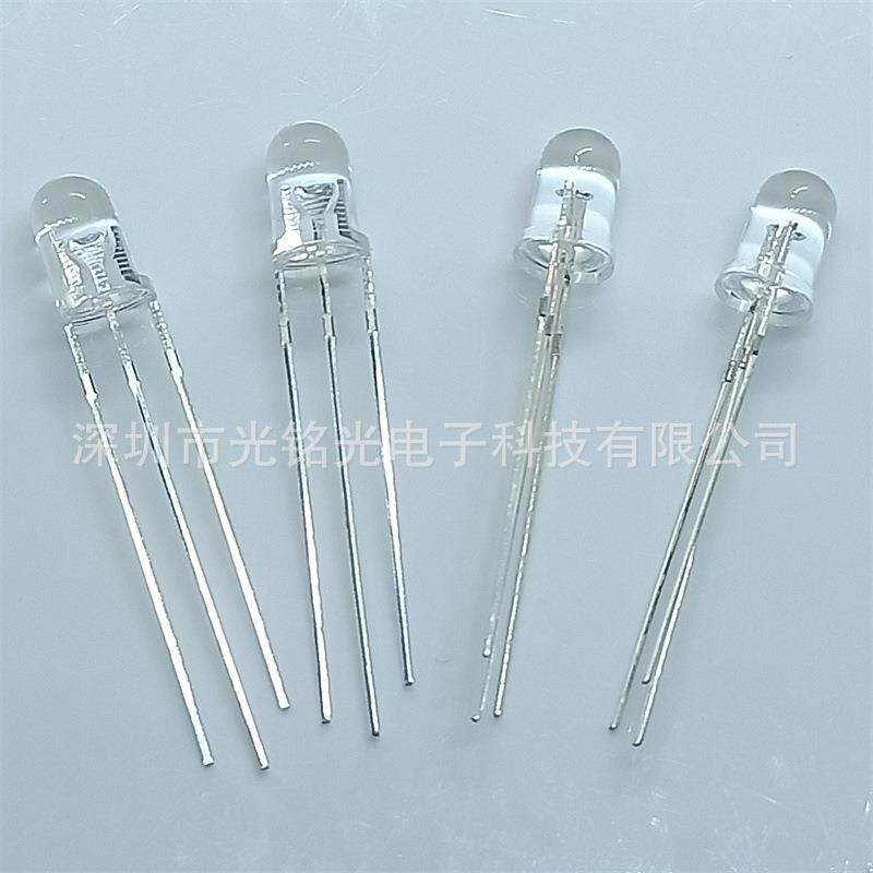 现货供应 F5/5mm黄黄绿 双色共阴LED发光二极管 双色透明直插灯珠