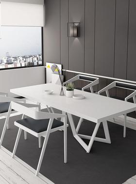 实木办公桌创意书房loft老板桌 北欧现代白色电脑台办公室会议桌