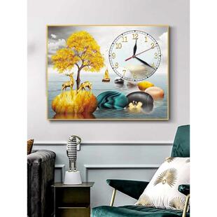 TUF4电箱装 饰画电闸箱挂画电表箱遮挡免打孔带钟表壁画轻奢简约新