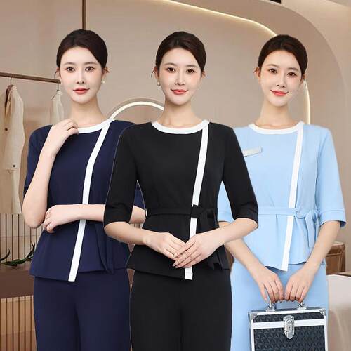 美容师工作服女高端美容院春季SPA养生馆气质按摩技师服工衣套装
