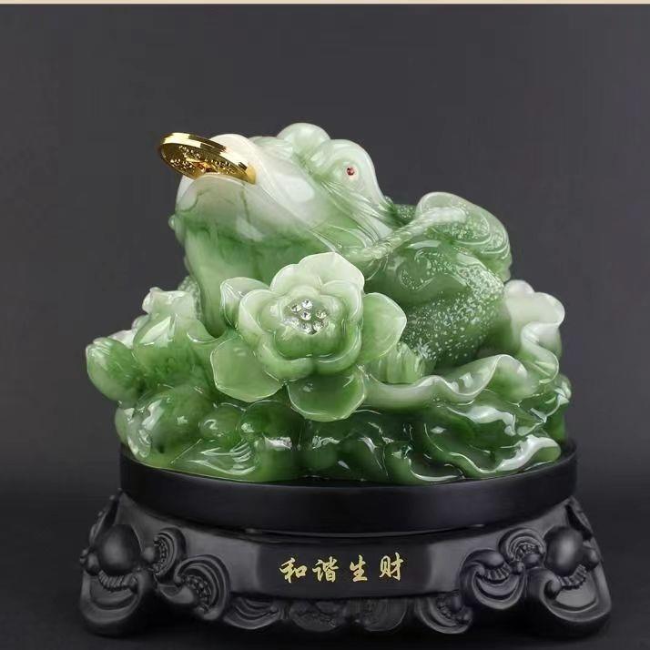 仿玉树脂工艺品转动蟾蜍招财金蟾三脚金蟾金蝉家居客厅装饰品摆件