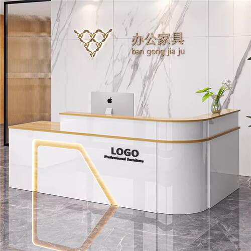前台接待台吧台桌收银台店铺小型柜台办公桌圆弧水果店简易便利店