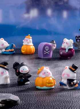 跨境外贸微景观创意万圣节南瓜幽灵节日 DIY装饰品桌面树脂小摆件