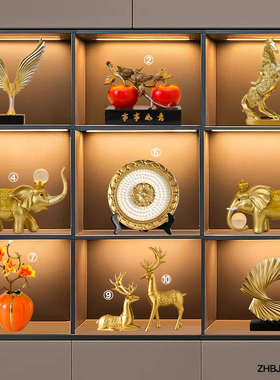 招财新中式玄关客厅隔断电视酒柜摆件轻奢高档家居乔迁新居装饰品