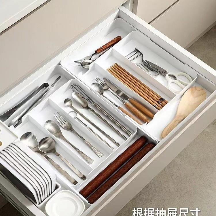 收纳盒抽屉分格厨房分隔加厚托盘餐具分隔收纳文具刀具伸缩整理盒