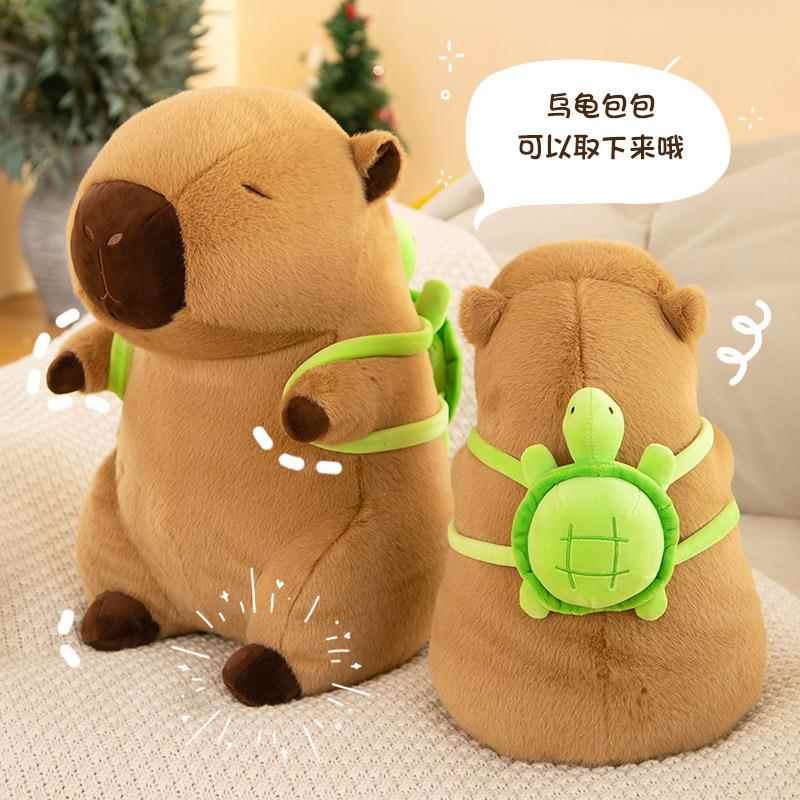 网红卡皮巴拉水豚公仔毛绒玩具capybara乌龟背包水豚儿童玩偶娃娃