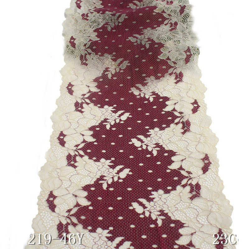 唐隆双色双边古风不对称花朵弹力蕾丝 服装家纺23cm蕾丝花边辅料