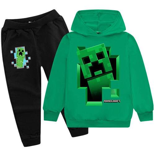 新产品Minecraft Minecraft衣服儿童运动衫长袖裤套装春秋季t恤男