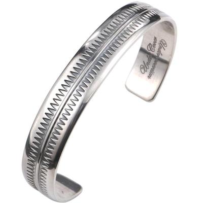 新款伊瓦 岚Unde腾rcover高桥盾锯齿银手镯男士925纯银DI纹Z身图