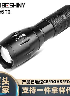 跨境 LED充电手电筒迷你超亮T6伸缩调焦 L2铝合金 强光户外手电筒