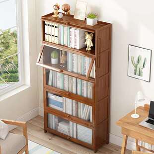 家用地书柜收现纳架OL52带代简约展示架防尘靠落墙书架门多层置物