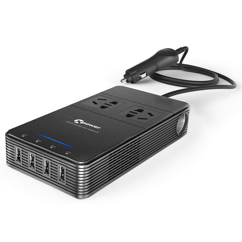 车载逆变器多功能负离子电源转换器T1带4usb接口双三脚插座