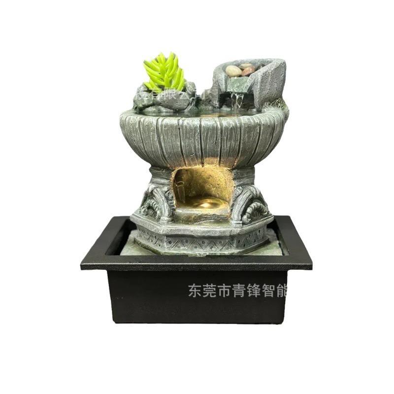 树脂流水摆件桌面喷泉装礼品工艺品欧式摆件流动的潺潺流水声