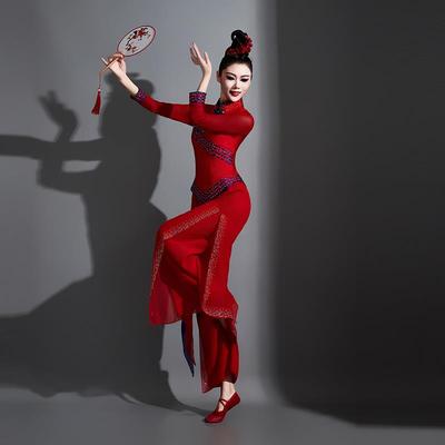 高档秧服歌服演出服女2025新款古典舞庆打鼓腰鼓队喜蹈扇子舞服装