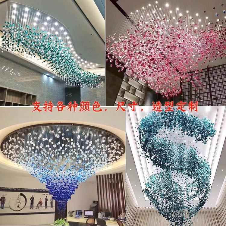 水晶灯酒店大堂售楼部别墅婚宴厅天亨琉璃石头定 制沙盘吊灯灯具
