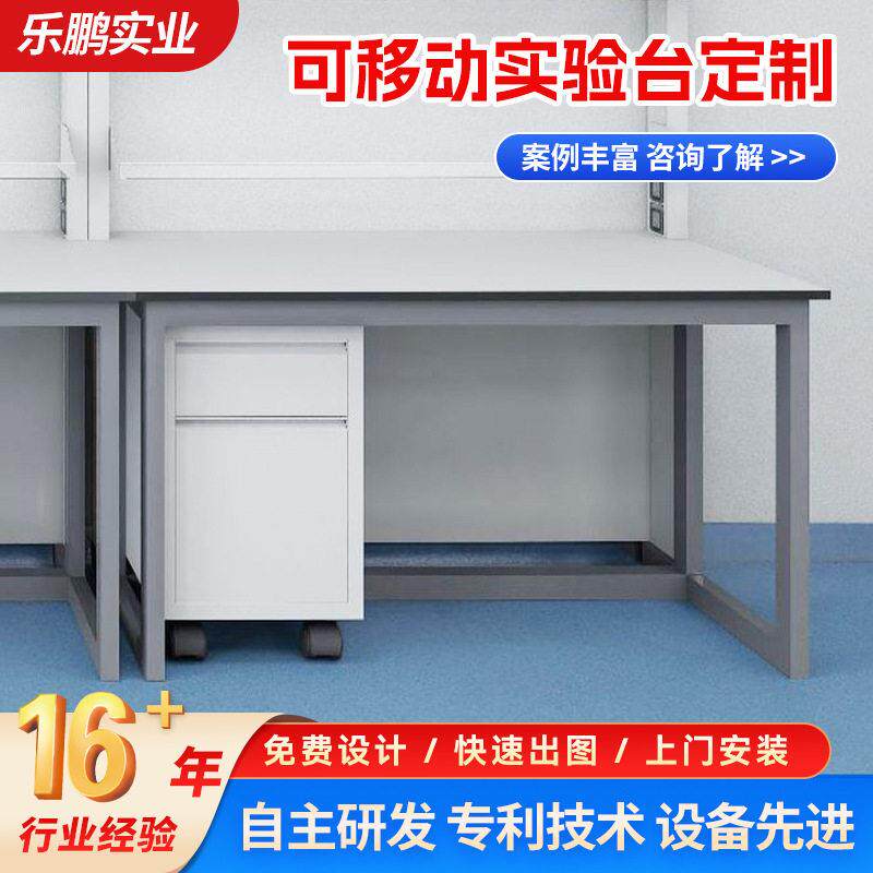 易安装实验台可移动耐腐蚀乐鹏经用理化板台面门活动柜实验台