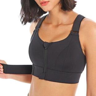 Women Sports Bras Tights Crop Top Yoga Vest Front Zipper Plu