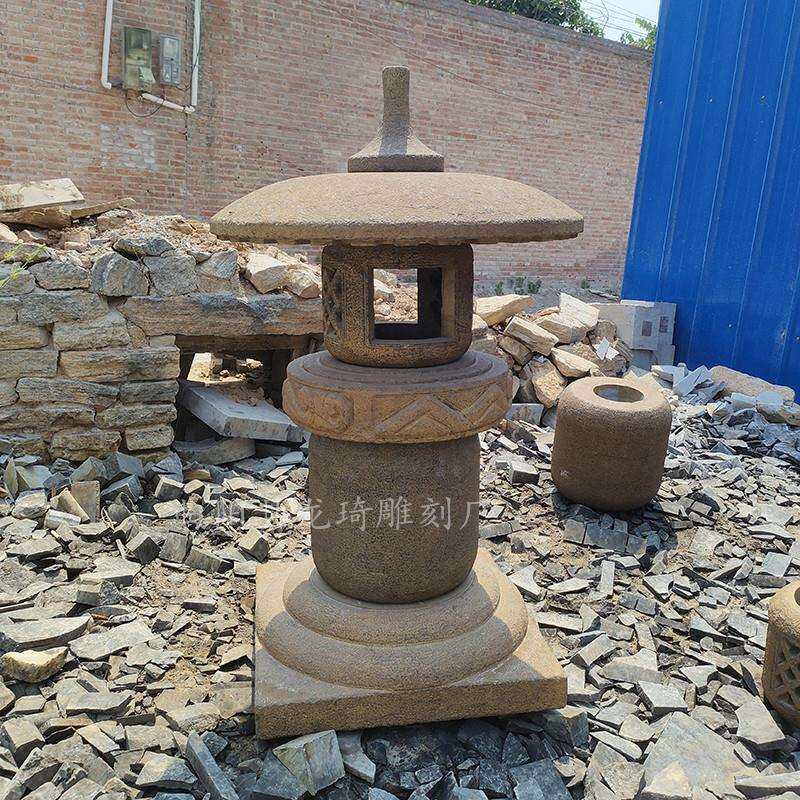 石灯笼日式庭院灯青石仿古石灯塔户外庭院花园草坪石头灯照明摆件
